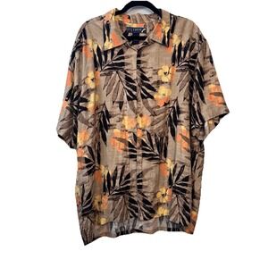 Ivy Crew Classics Men's Size XL Black Tan Button Down Short Sleeve Shirt Viscose